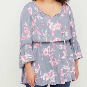 NWT Plus Size Lane Bryant Floral Peasant Top